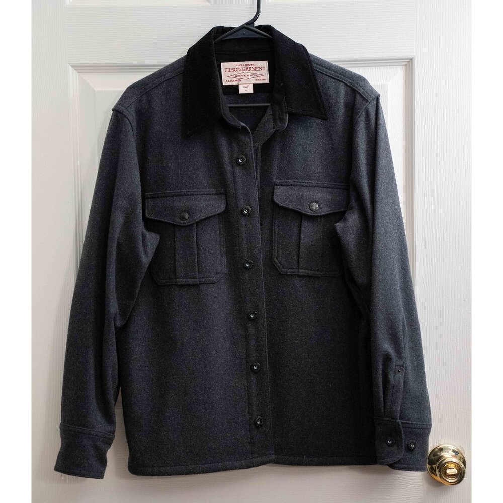 Filson Seattle Jac-shirt Shirt Jacket, Medium, Dark Gray, 100% Virgin Wool